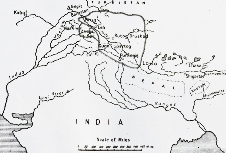 карта Ладакха во времена Ньима Гона