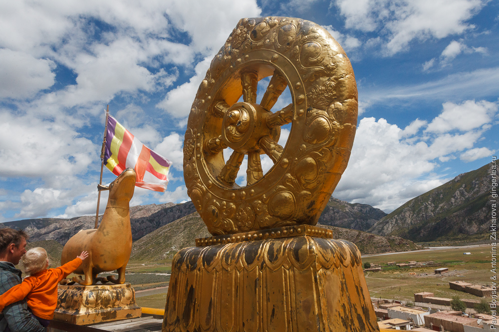 колесо дхармы в окружении двух оленей