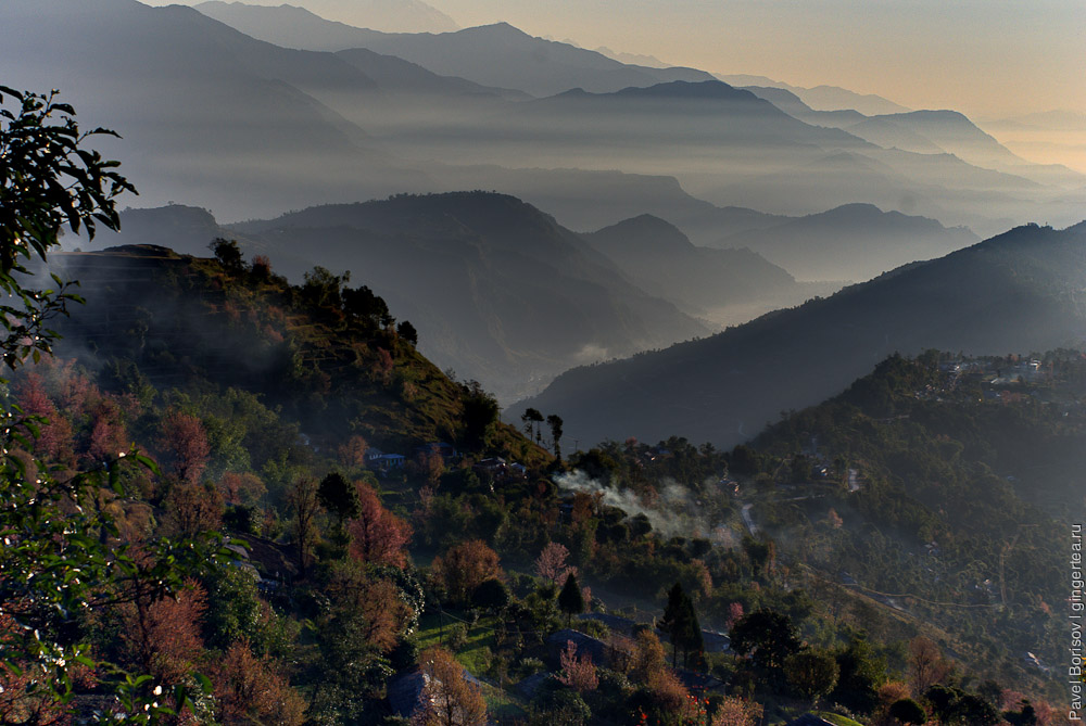 предгорья Аннапурны на рассвете, Непал, Покхара